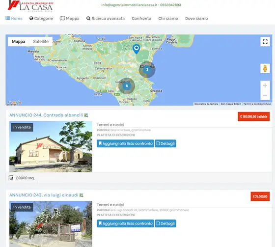 Screenshot del sito web agenziaimmobiliarelacasa.it