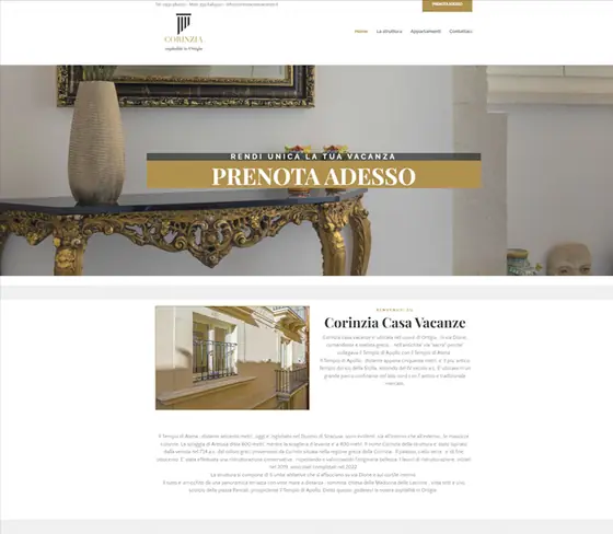 Screenshot del sito web corinziacasavacanze.it