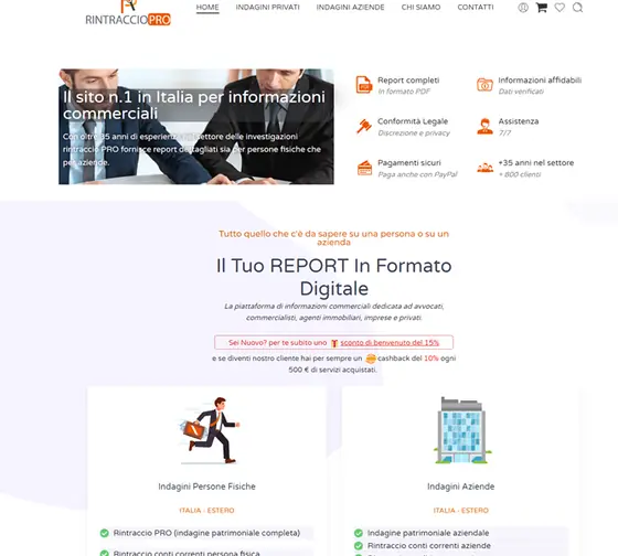 Screenshot del sito web rintracciopro.it