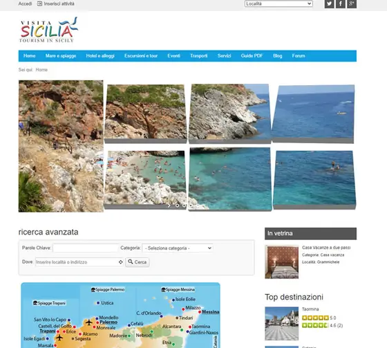 Screenshot del sito web visitasicilia.com