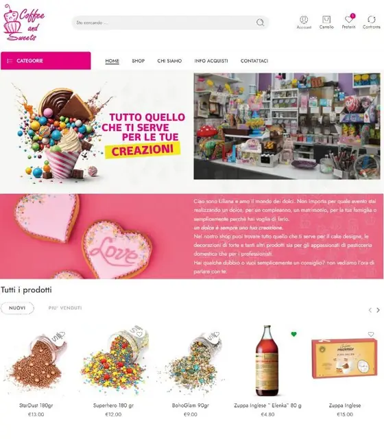 Screenshot del sito web coffeeandsweets.it