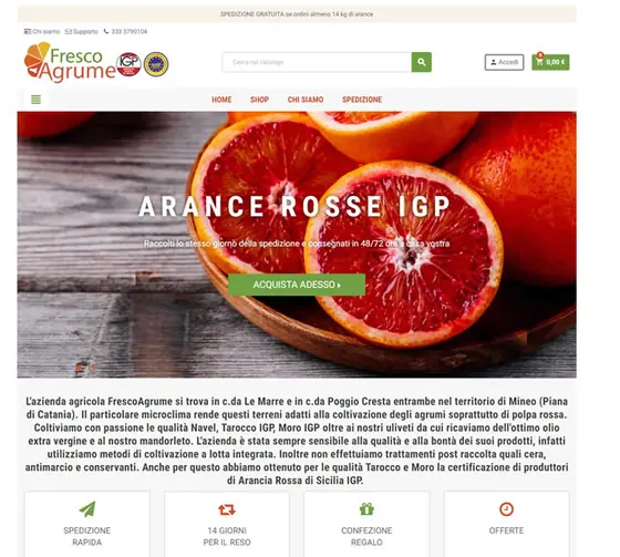 Screenshot del sito web frescoagrume.it